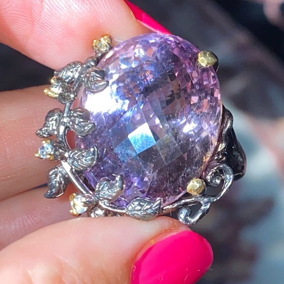 Exquisite Rare Genuine Ametrine Aquamarine Ring - Picture 7 of 12